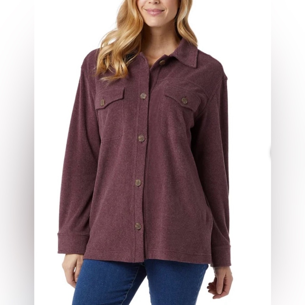 32 Degrees Purple Button-Down Shirt Jacket